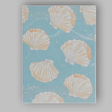 Light Blue Coastal Seashell Repeat Pattern Canvas Wall Art Print Decor Picture Ready to Hang