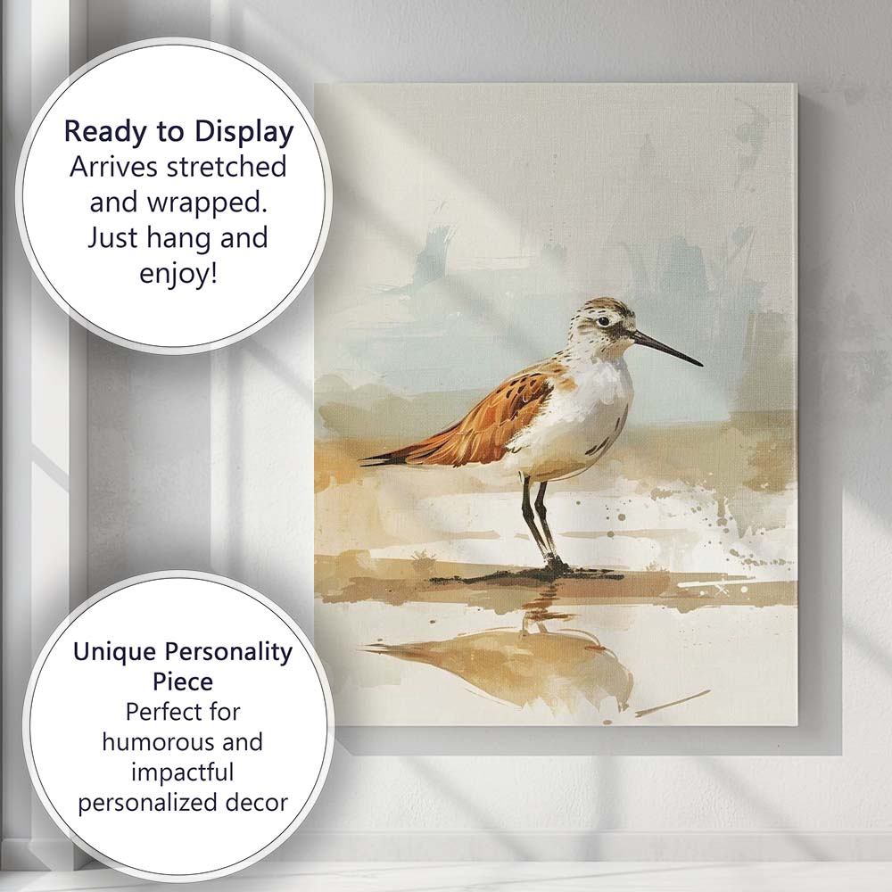Watercolour Shorebird Coastal Wildlife Illustration Canvas Wall Art Print Decor Picture Ready to Hang