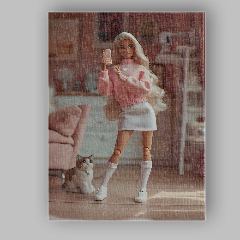 Pink Aesthetic Fashion Doll Selfie Lifestyle Canvas Wall Art Print Decor Picture Ready to Hang