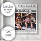 Funny Girls Night Out Satirical Newspaper Front Page Canvas Wall Art Print Decor Picture Ready to Hang