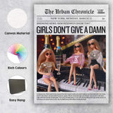 Funny Girls Night Out Satirical Newspaper Front Page Canvas Wall Art Print Decor Picture Ready to Hang