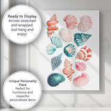 Colourful Coastal Seashell Collection Watercolour Illustration Canvas Wall Art Print Decor Picture Ready to Hang