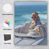 Luxury Beach Convertible Fashion Doll Coastal Lifestyle Canvas Wall Art Print Decor Picture Ready to Hang
