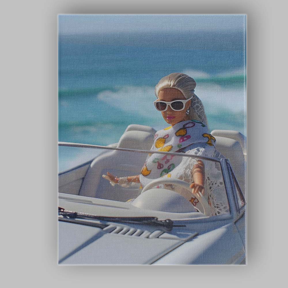 Luxury Beach Convertible Fashion Doll Coastal Lifestyle Canvas Wall Art Print Decor Picture Ready to Hang