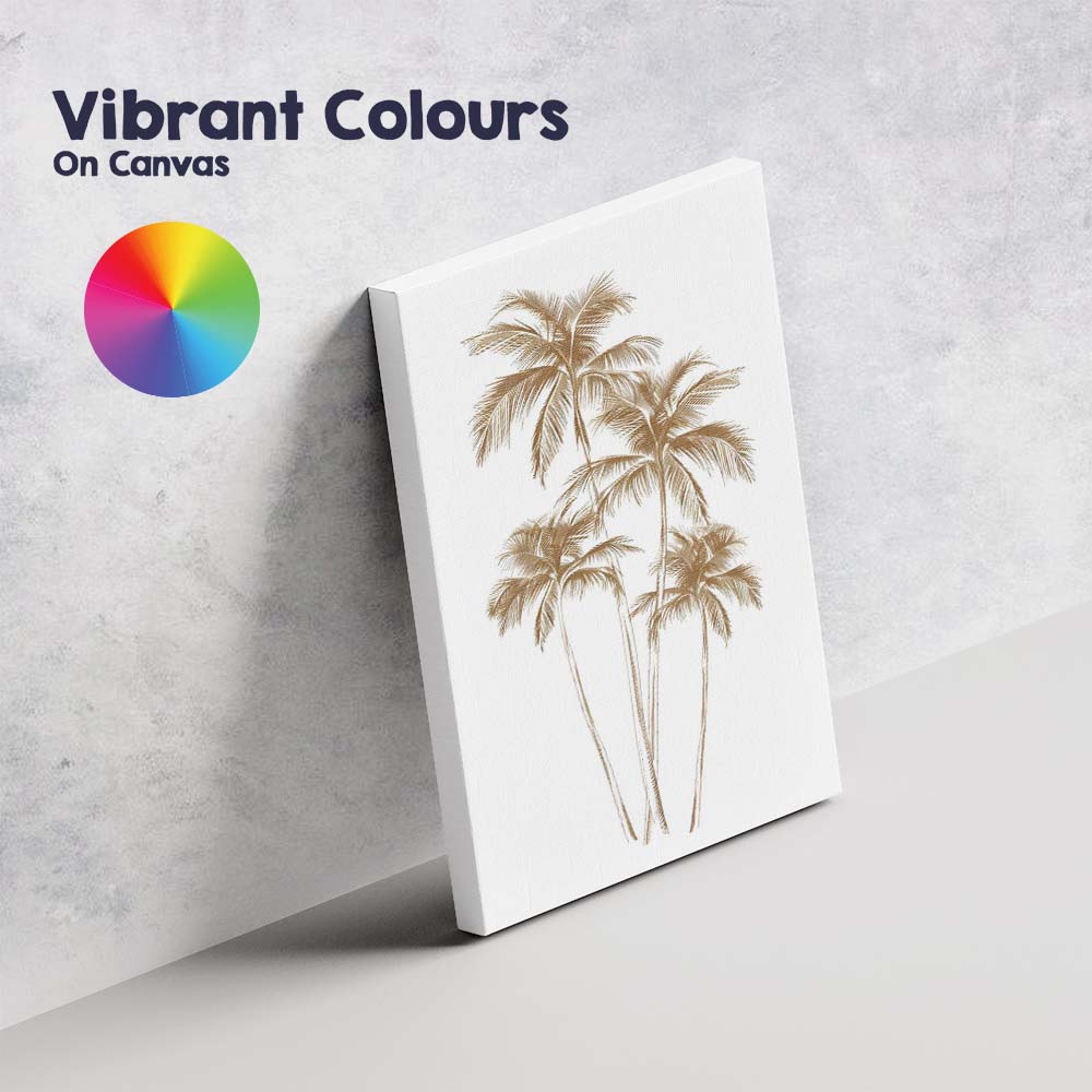 Elegant Sepia Tropical Palm Tree Sketch Canvas Wall Art Print Decor Picture Ready to Hang