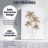 Elegant Sepia Tropical Palm Tree Sketch Canvas Wall Art Print Decor Picture Ready to Hang