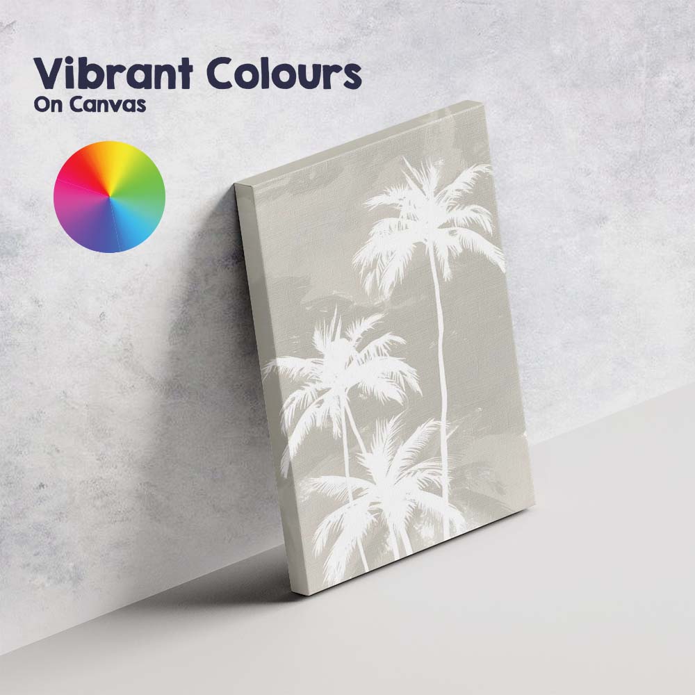 Neutral Tropical Palm Tree Silhouette Abstract Canvas Wall Art Print Decor Picture Ready to Hang
