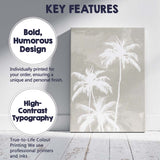Neutral Tropical Palm Tree Silhouette Abstract Canvas Wall Art Print Decor Picture Ready to Hang