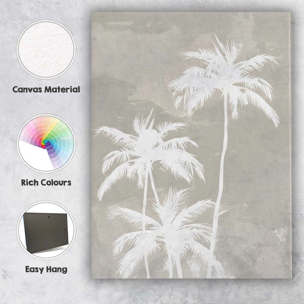 Neutral Tropical Palm Tree Silhouette Abstract Canvas Wall Art Print Decor Picture Ready to Hang