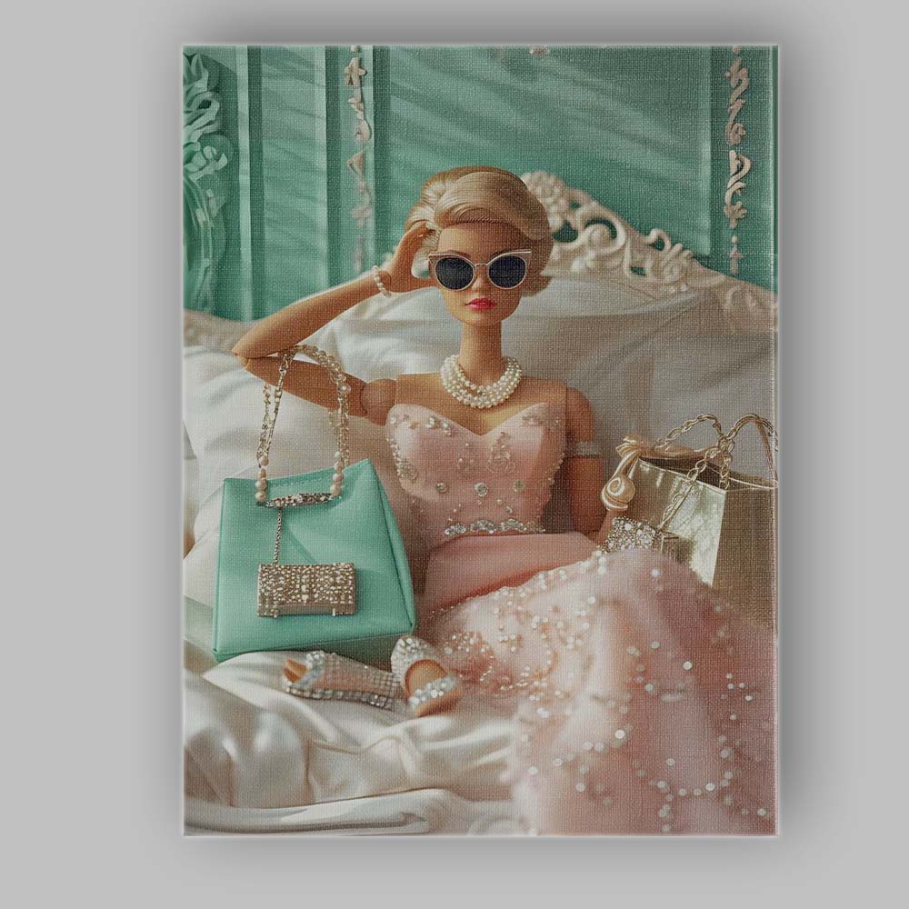 Luxury Fashion Doll Glam Bedroom Portrait Canvas Wall Art Print Decor Picture Ready to Hang