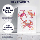 Vibrant Watercolour Coastal Crab Illustration Canvas Wall Art Print Decor Picture Ready to Hang