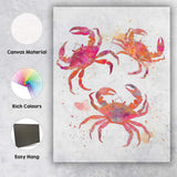Vibrant Watercolour Coastal Crab Illustration Canvas Wall Art Print Decor Picture Ready to Hang