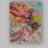 Colourful Beach Picnic Fashion Dolls Summer Scene Canvas Wall Art Print Decor Picture Ready to Hang