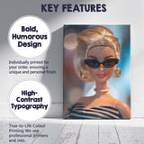 Chic Blonde Fashion Doll Portrait With Cat Eye Sunglasses Canvas Wall Art Print Decor Picture Ready to Hang