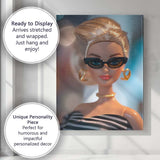 Chic Blonde Fashion Doll Portrait With Cat Eye Sunglasses Canvas Wall Art Print Decor Picture Ready to Hang