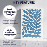 Blue Coastal Seaweed Botanical Minimalist Illustration Canvas Wall Art Print Decor Picture Ready to Hang