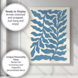 Blue Coastal Seaweed Botanical Minimalist Illustration Canvas Wall Art Print Decor Picture Ready to Hang