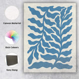 Blue Coastal Seaweed Botanical Minimalist Illustration Canvas Wall Art Print Decor Picture Ready to Hang