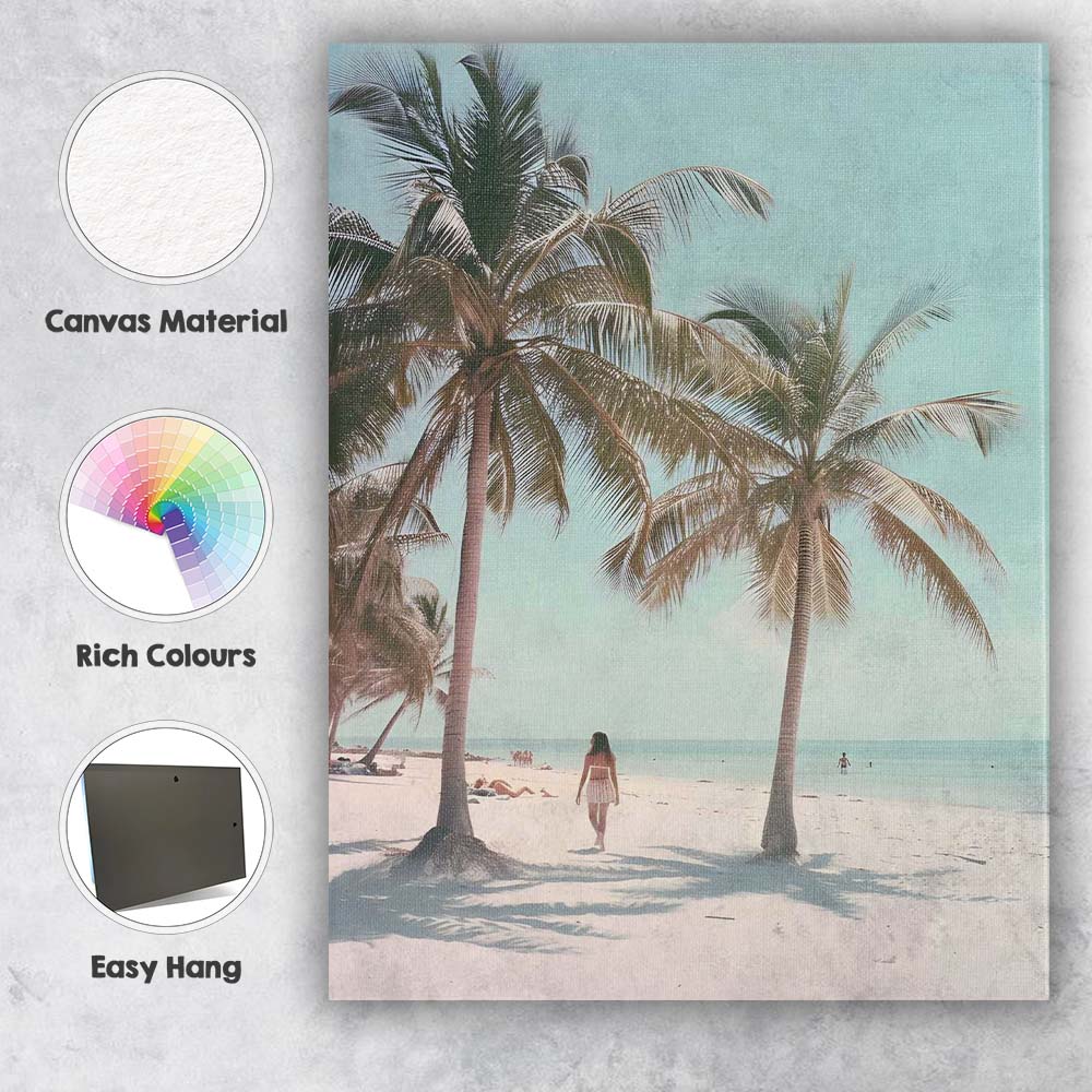 Tropical Palm Tree Beach Paradise Photography Canvas Wall Art Print Decor Picture Ready to Hang