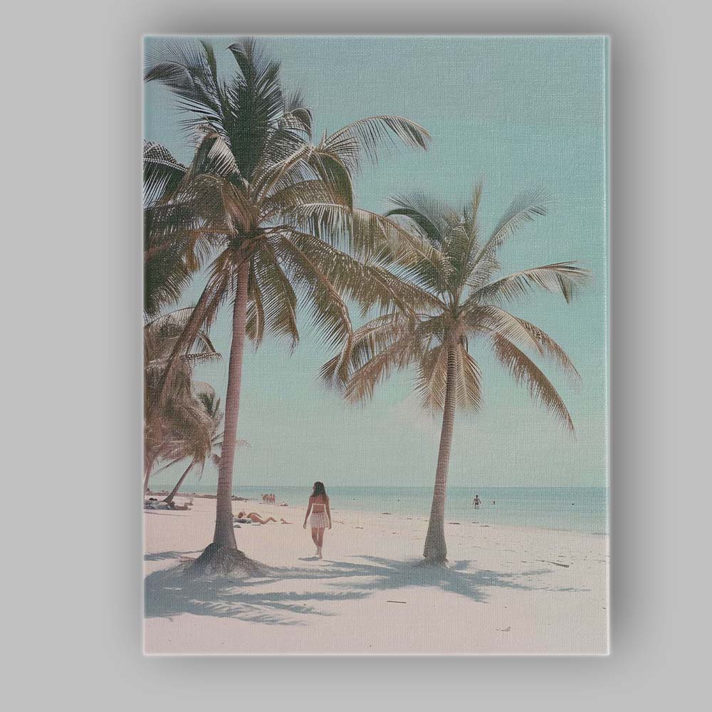 Tropical Palm Tree Beach Paradise Photography Canvas Wall Art Print Decor Picture Ready to Hang