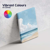 Serene Coastal Beach And Blue Sky Painting Canvas Wall Art Print Decor Picture Ready to Hang
