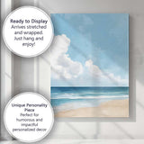 Serene Coastal Beach And Blue Sky Painting Canvas Wall Art Print Decor Picture Ready to Hang