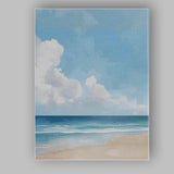 Serene Coastal Beach And Blue Sky Painting Canvas Wall Art Print Decor Picture Ready to Hang