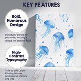 Blue Watercolour Jellyfish Ocean Repeat Pattern Canvas Wall Art Print Decor Picture Ready to Hang