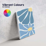 Scandinavian Blue Daisy Floral Minimalist Abstract Canvas Wall Art Print Decor Picture Ready to Hang