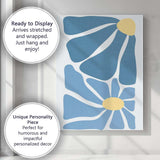 Scandinavian Blue Daisy Floral Minimalist Abstract Canvas Wall Art Print Decor Picture Ready to Hang
