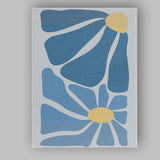Scandinavian Blue Daisy Floral Minimalist Abstract Canvas Wall Art Print Decor Picture Ready to Hang