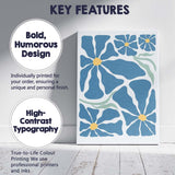 Scandinavian Blue Floral Botanical Abstract Shapes Canvas Wall Art Print Decor Picture Ready to Hang