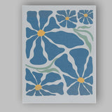 Scandinavian Blue Floral Botanical Abstract Shapes Canvas Wall Art Print Decor Picture Ready to Hang