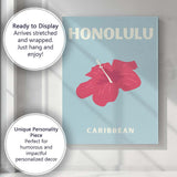 Honolulu Caribbean Tropical Hibiscus Typography Poster Canvas Wall Art Print Decor Picture Ready to Hang