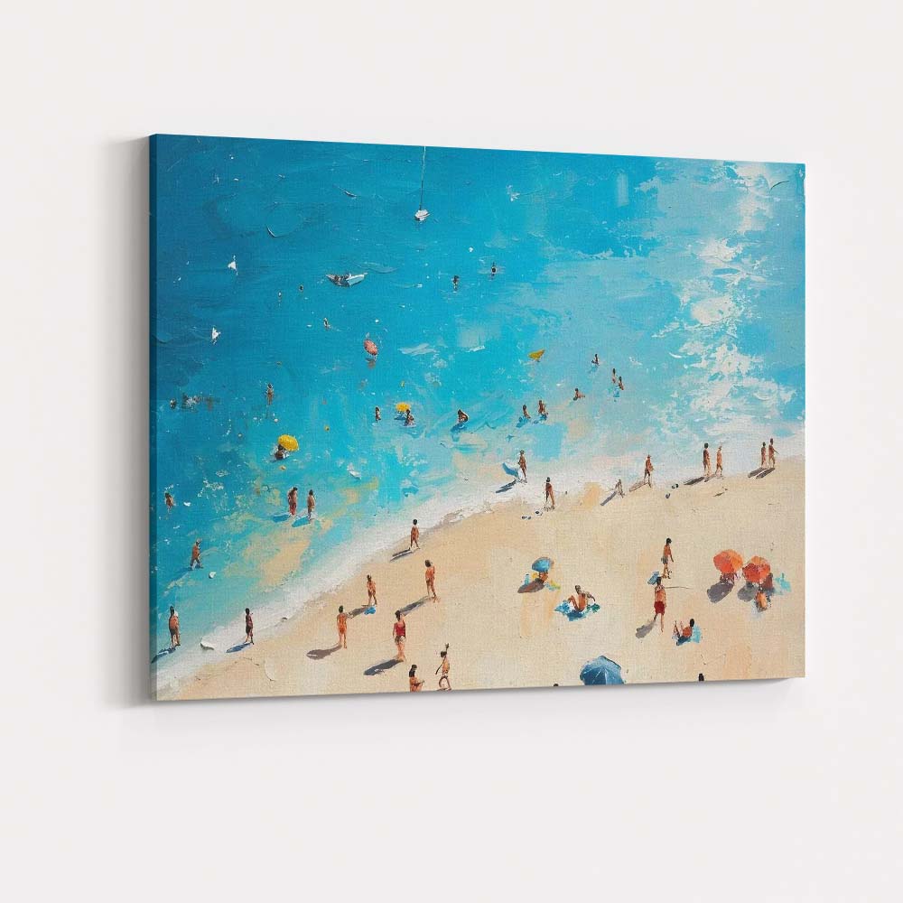 Impressionist Turquoise Beach Aerial Coastal Seascape Painting Canvas Wall Art Print Decor Picture Ready to Hang