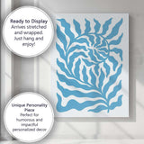 Scandinavian Blue Tropical Leaf Botanical Abstract Canvas Wall Art Print Decor Picture Ready to Hang