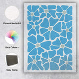 Minimal Blue Floral Geometric Abstract Pattern Canvas Wall Art Print Decor Picture Ready to Hang
