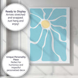 Minimal Aqua Blue Scandinavian Floral Abstract Canvas Wall Art Print Decor Picture Ready to Hang