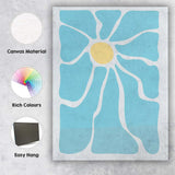 Minimal Aqua Blue Scandinavian Floral Abstract Canvas Wall Art Print Decor Picture Ready to Hang