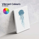 Minimal Blue Jellyfish Marine Life Illustration Canvas Wall Art Print Decor Picture Ready to Hang