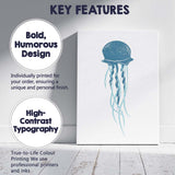 Minimal Blue Jellyfish Marine Life Illustration Canvas Wall Art Print Decor Picture Ready to Hang