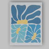 Contemporary Blue Floral Colour Block Abstract Canvas Wall Art Print Decor Picture Ready to Hang