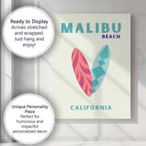 Malibu Beach California Surfboard Retro Travel Poster Canvas Wall Art Print Decor Picture Ready to Hang
