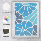 Modern Coastal Blue Floral Colour Block Abstract Canvas Wall Art Print Decor Picture Ready to Hang
