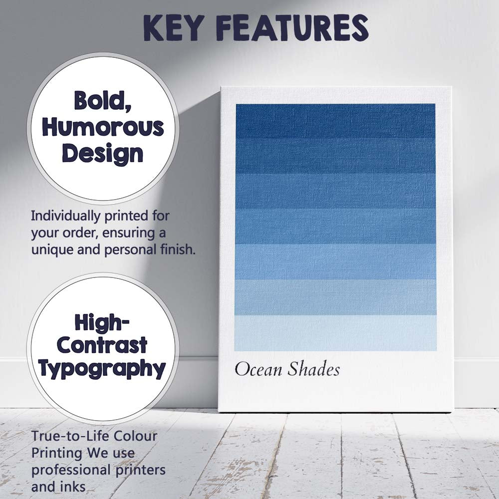 Ocean Shades Blue Colour Palette Minimal Poster Canvas Wall Art Print Decor Picture Ready to Hang