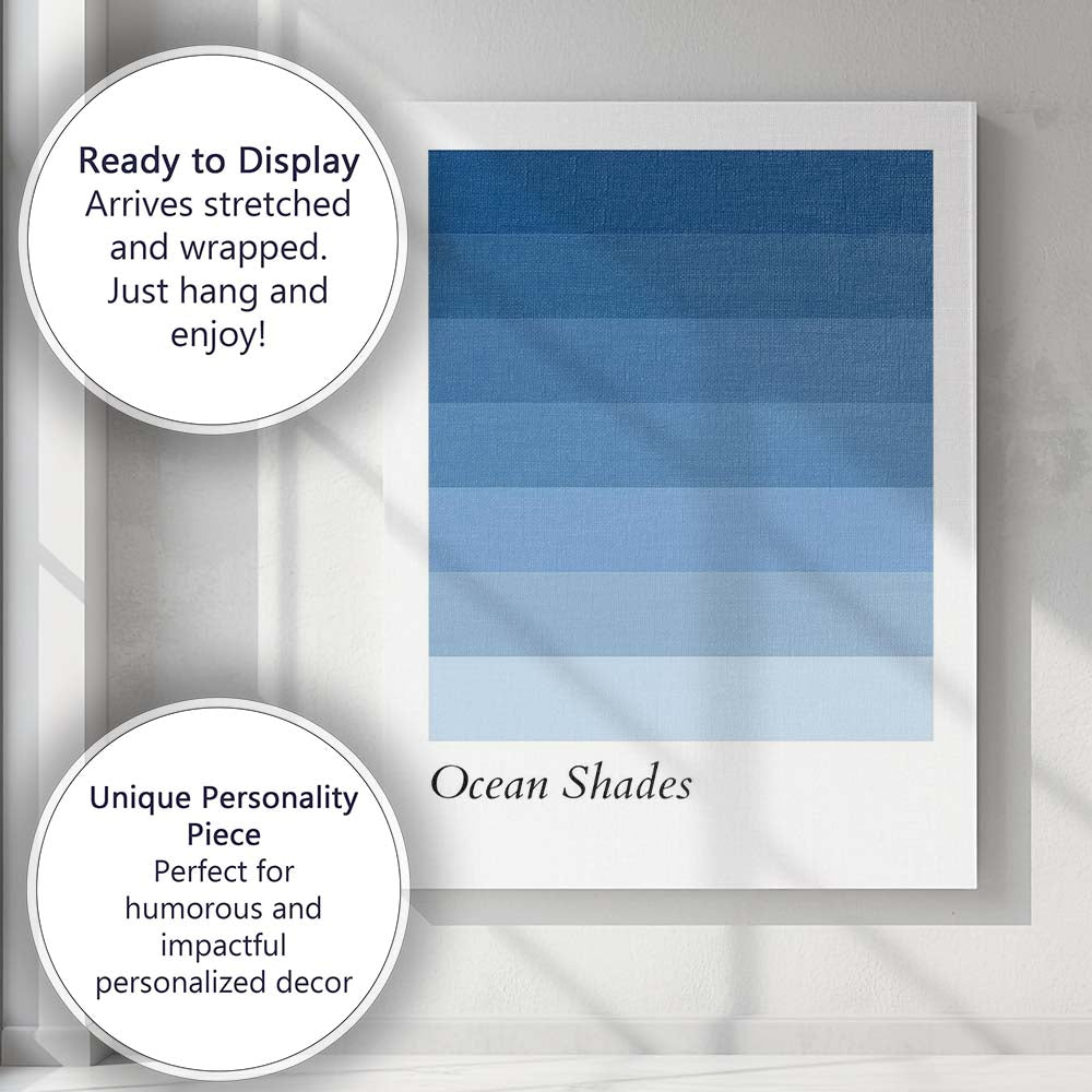 Ocean Shades Blue Colour Palette Minimal Poster Canvas Wall Art Print Decor Picture Ready to Hang