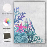 Watercolour Coral Reef Starfish Coastal Illustration Canvas Wall Art Print Decor Picture Ready to Hang