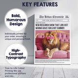 Luxury Lion Pink Sofa Newspaper Collage Canvas Wall Art Print Decor Picture Ready to Hang