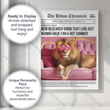 Luxury Lion Pink Sofa Newspaper Collage Canvas Wall Art Print Decor Picture Ready to Hang