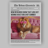 Luxury Lion Pink Sofa Newspaper Collage Canvas Wall Art Print Decor Picture Ready to Hang